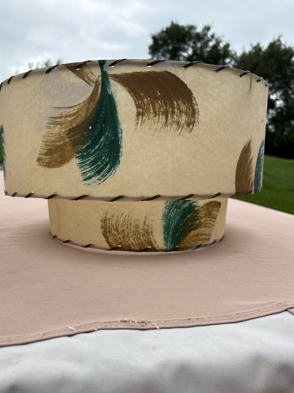 beautiful vintage mid-century modern (MCM) two-tier fiberglass lampshade